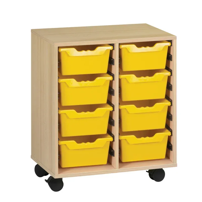 Rangement avec bacs plastique sur roulettes