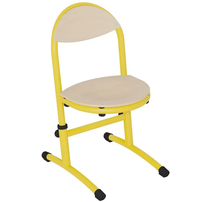 Chaise scolaire Hélia en bois et acier avec hauteur réglable