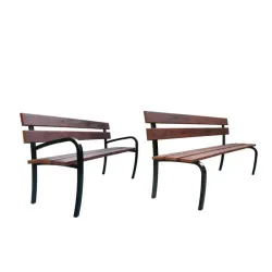 Banc Serem Confidence pieds acier lames bois avec ou sans accoudoirs