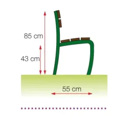 Banc Serem Confidence pieds acier lames bois avec ou sans accoudoirs