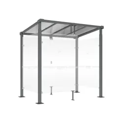 Abri fumeur avec bardages transparents structure en acier