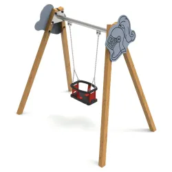 Balançoire avec siège berceau motif château, feuille ou champignon