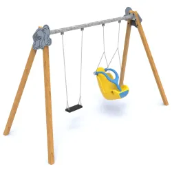 Balançoire bois 2 sièges inclusif et plat Manufacturas Deportivas