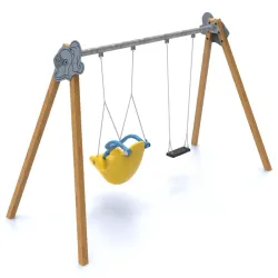 Balançoire bois 2 sièges inclusif et plat Manufacturas Deportivas