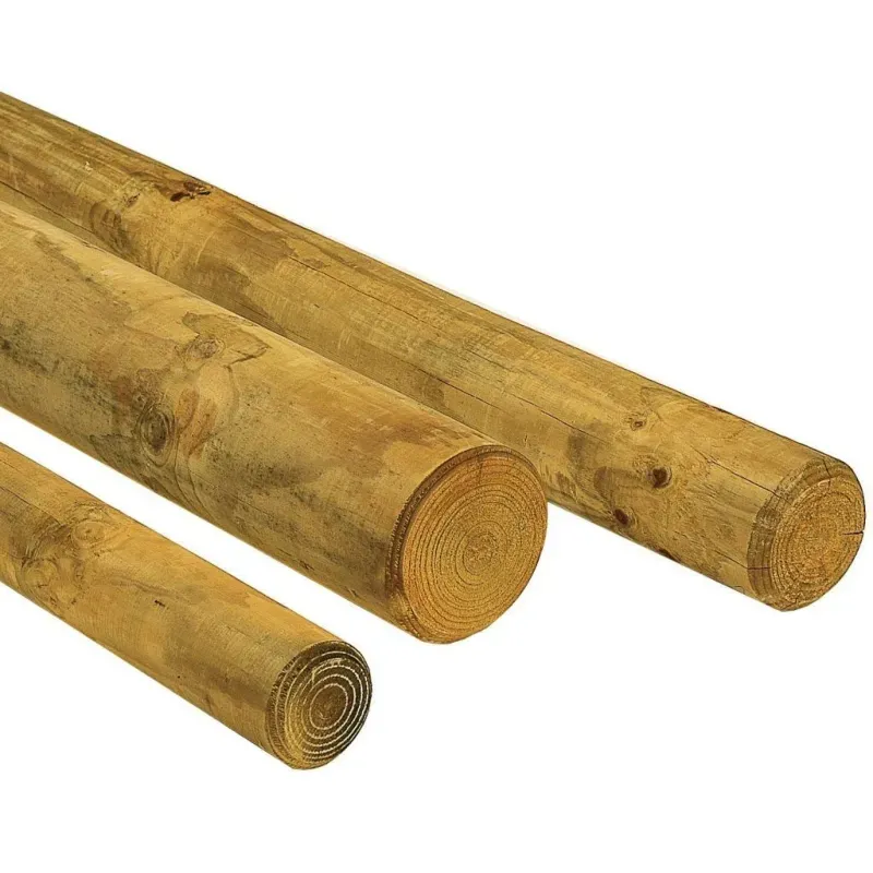 Poteau rond D.8 à 14 cm en bois Pin pour clôture