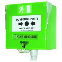 Déclencheur manuel vert ouverture de porte