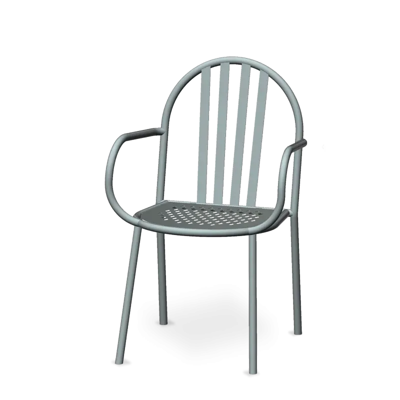 Fauteuil et banc d'extérieur en acier Eden