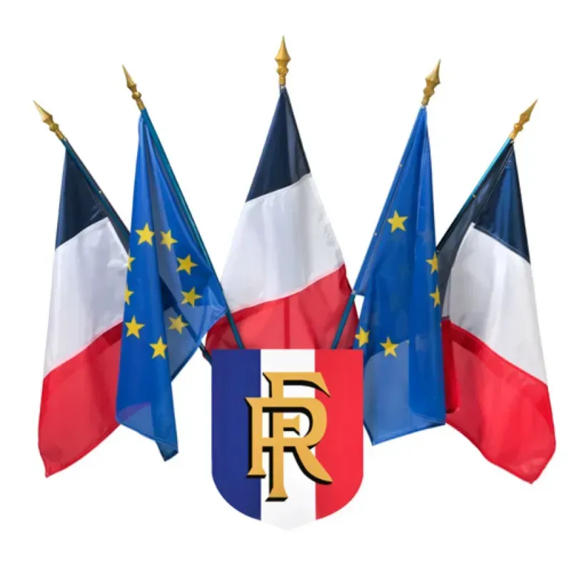 Kit écusson tricolore RF et 5 drapeaux (3 FR &amp; 2 EU)