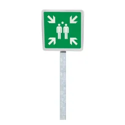 Panneau de rassemblement vert avec poteau