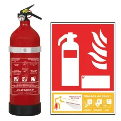 Pack extincteur poudre 2kg classe ABC + panneau extincteur ABC