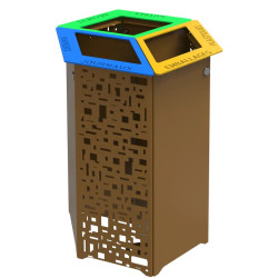 Station de tri 3 comportiments en acier avec ou sans couvecle