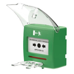 Déclencheur manuel vert 1 contact avec capot - Sewosy SHOKV1