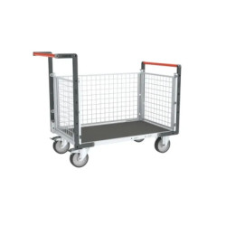 Chariot modulaire grillagé plateau bois et caoutchouc - 500 kg - Fimm
