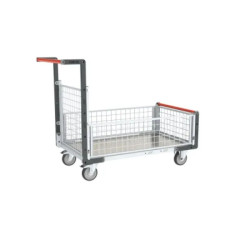 Chariot modulaire grillagé plateau tôle galva 250 kg - Fimm