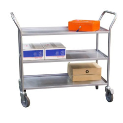 Desserte de bureau à 2 ou 3 plateaux tôle avec rebords 200 kg - Fimm