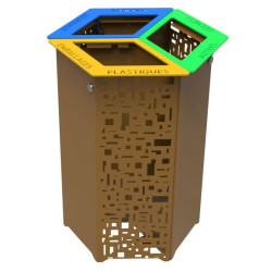 Station de tri 3 compartiments en acier avec ou sans couvecle