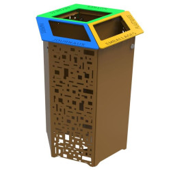 Station de tri 3 compartiments en acier avec ou sans couvecle