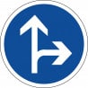 Panneau directions obligatoires à la prochaine intersection tout droit ou à droite - B21d1