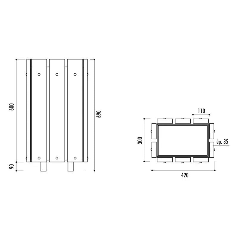 Corbeille de ville Bilbao en bois exotique
