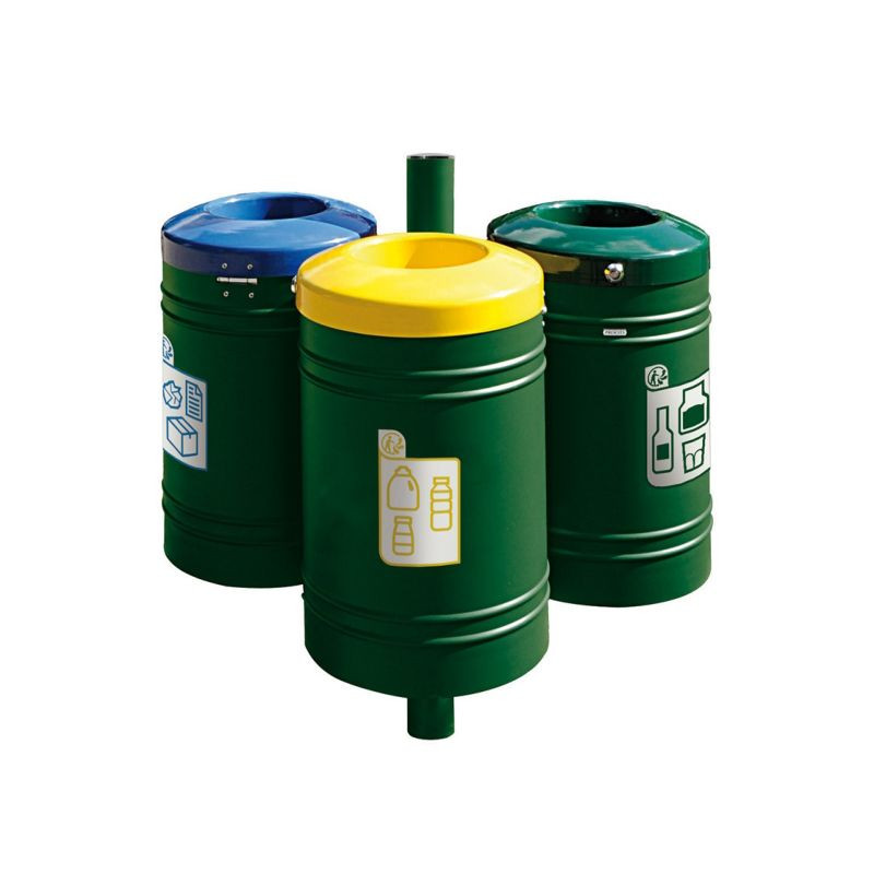 Poubelle de ville 40 litres fixée sur poteau couleur au choix