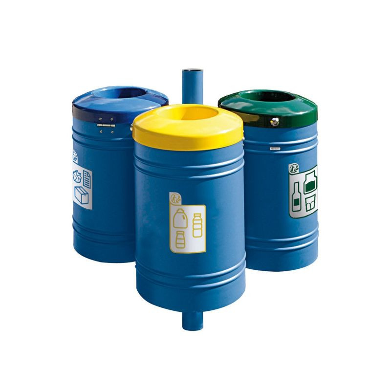 Poubelle de ville 40 litres fixée sur poteau couleur au choix