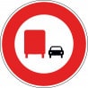 Panneau interdiction aux transports de plus de 3,5t de dépasser tous les véhicules moteur autres que les 2 roues sans side-car -