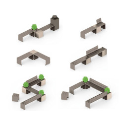 Banquette KUB. acier et bois