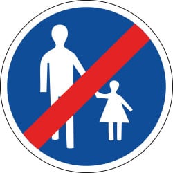 Panneau fin de chemin obligatoire pour piétons - B41