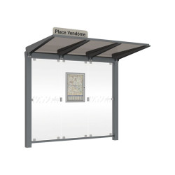 Abri de bus sur 2 pieds en polycarbonate et acier