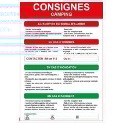 Panneau consignes de sécurité camping