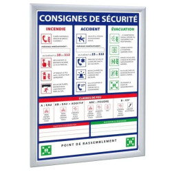 Cadre clic clac pour panneau consigne ou plan d'évacuation