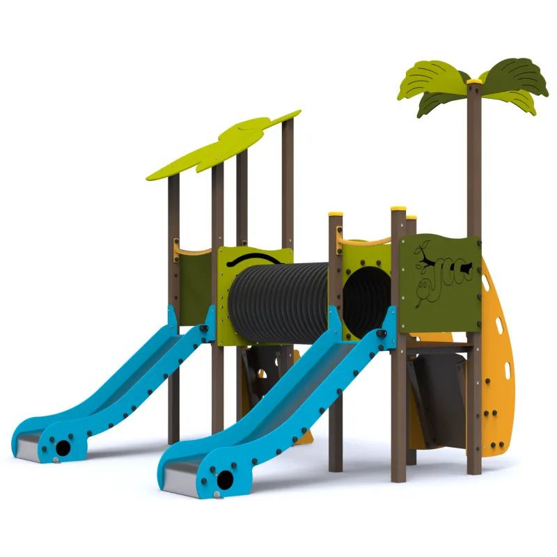 Jeu pour parc public la double tour tropicale éco-responsable