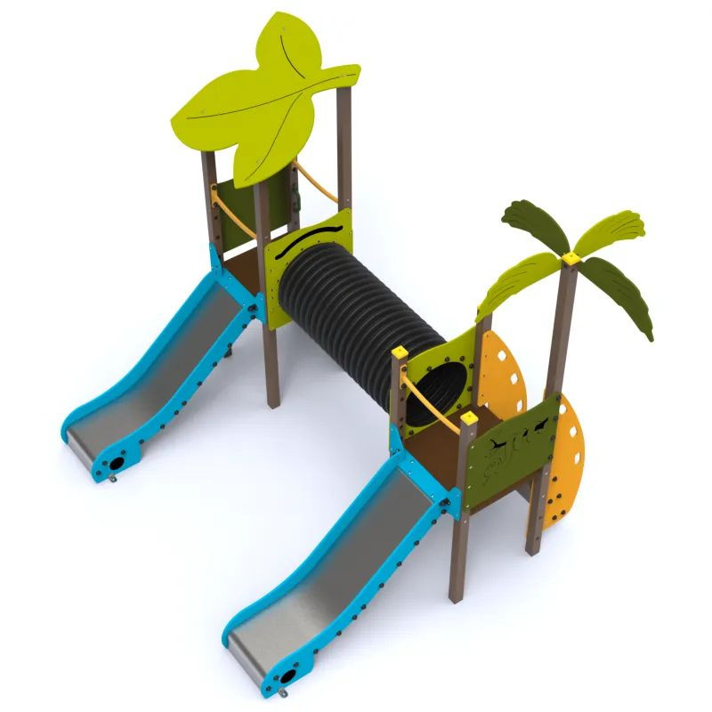 Jeu pour parc public la double tour tropicale éco-responsable