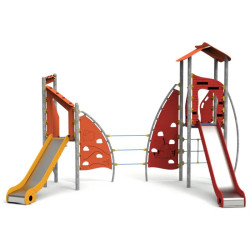 Aire de jeux métallique Masia ferme - 2 toboggans