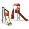 Aire de jeux métallique Masia ferme - 2 toboggans