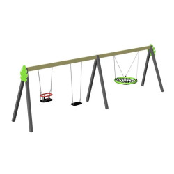 Grand portique balançoire acier 3 enfants 3 à 12 ans