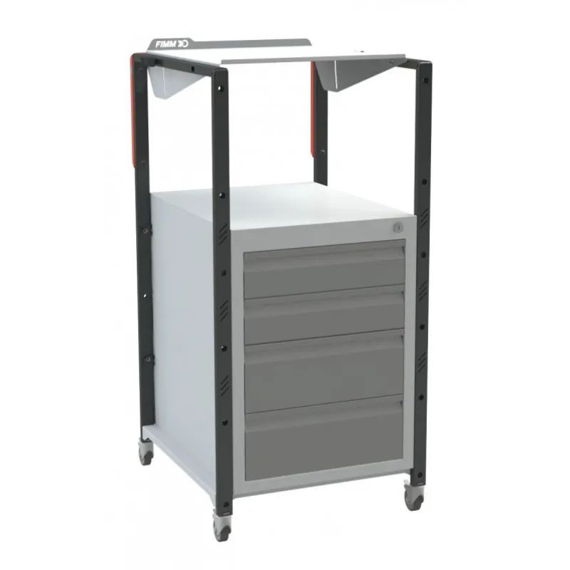 Pupitre atelier sur roulettes à plan inclinable + 4 tiroirs - 150 kg