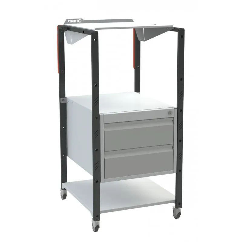 Pupitre atelier sur roulettes à plan inclinable + 2 tiroirs - 150 kg