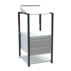 Pupitre d'atelier fixe à plan inclinable + 2 tiroirs - 150 kg