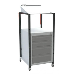 Pupitre atelier sur roulettes à plan inclinable + 4 tiroirs - 150 kg