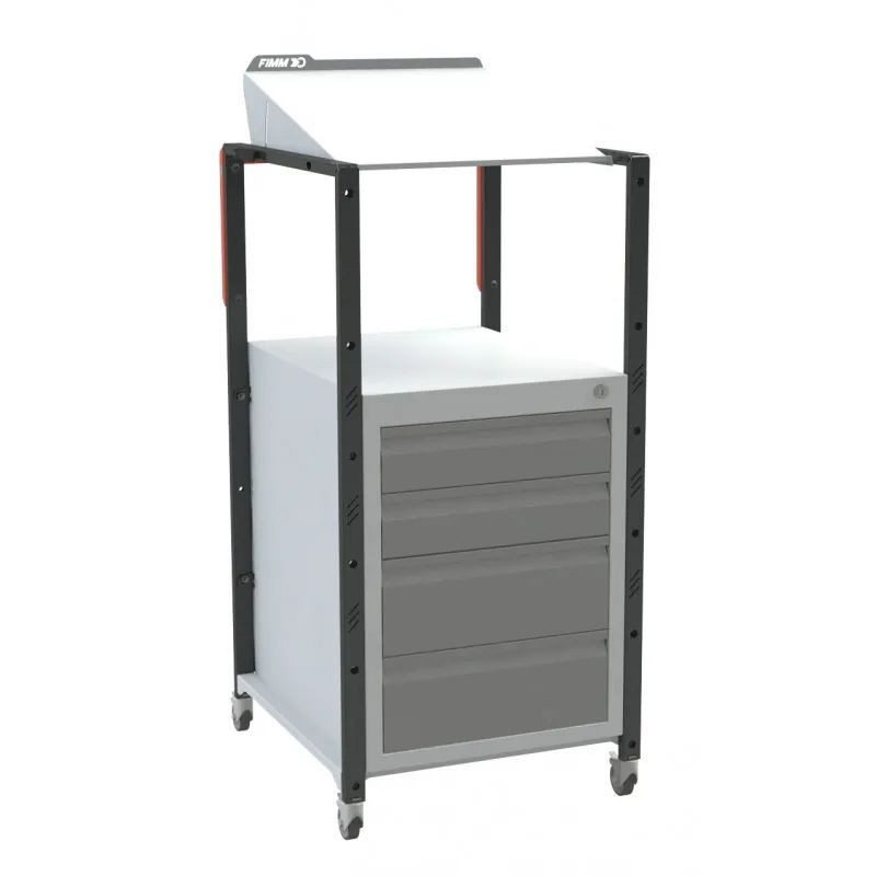 Pupitre atelier sur roulettes à plan inclinable + 4 tiroirs - 150 kg