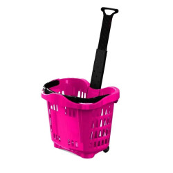 Panier libre service 43 L avec poignée telescopique et roulettes