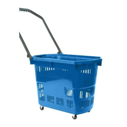 Panier libre service 55 L avec roulettes et anses rabattables