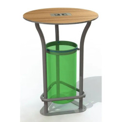 Poubelle de rue en compact stratifié Teck + acier - Metz