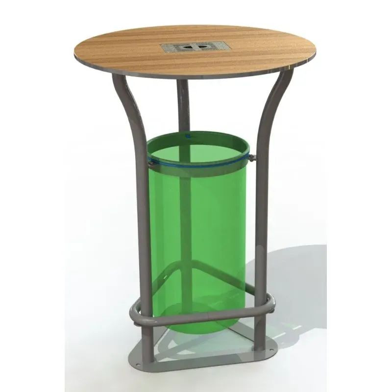 Poubelle de rue en compact stratifié Teck + acier - Metz