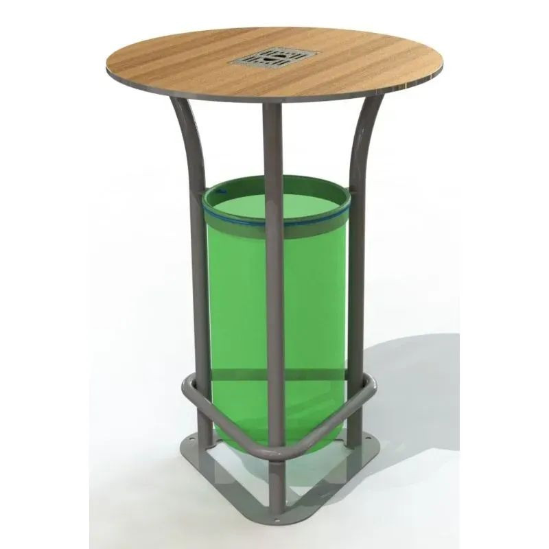 Poubelle de rue en compact stratifié Teck + acier - Metz