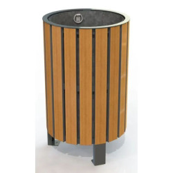 Poubelle d'extérieur en compact stratifié Teck + acier - Nice
