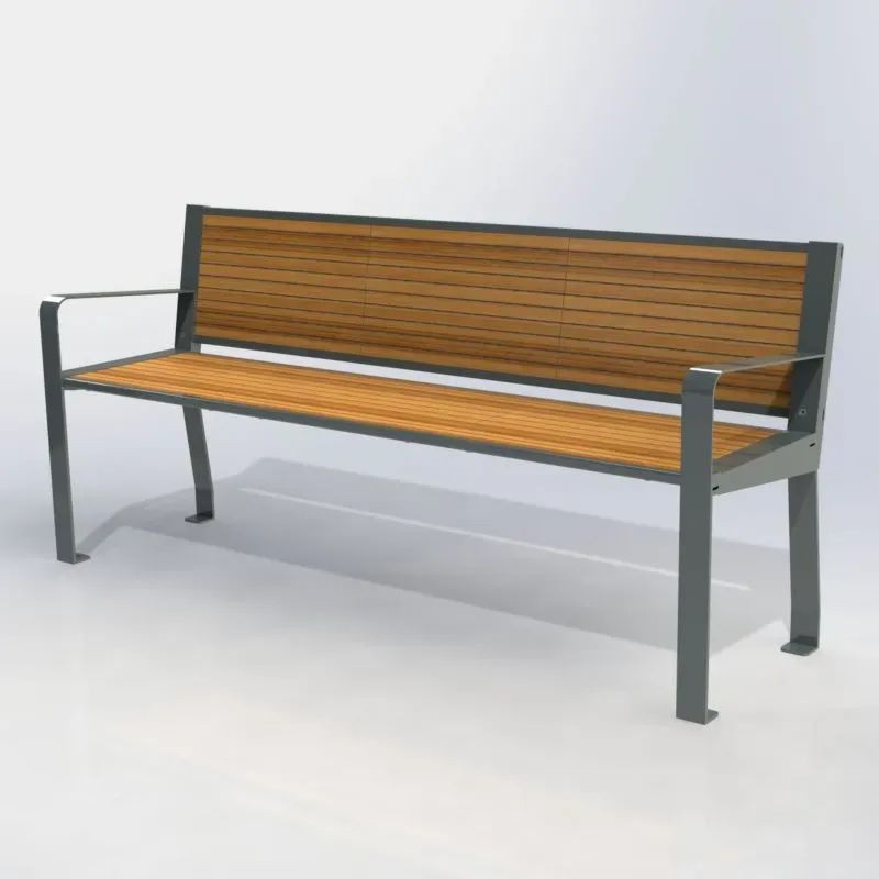 Divan de ville en compact stratifié Teck + acier - Cahors