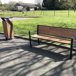 Divan de ville en compact stratifié Teck + acier - Cahors