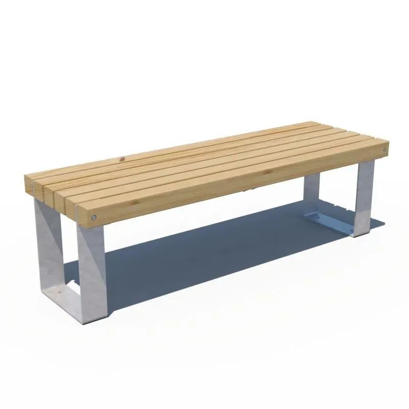 Banquette de ville en acier et pin traité - Rustik